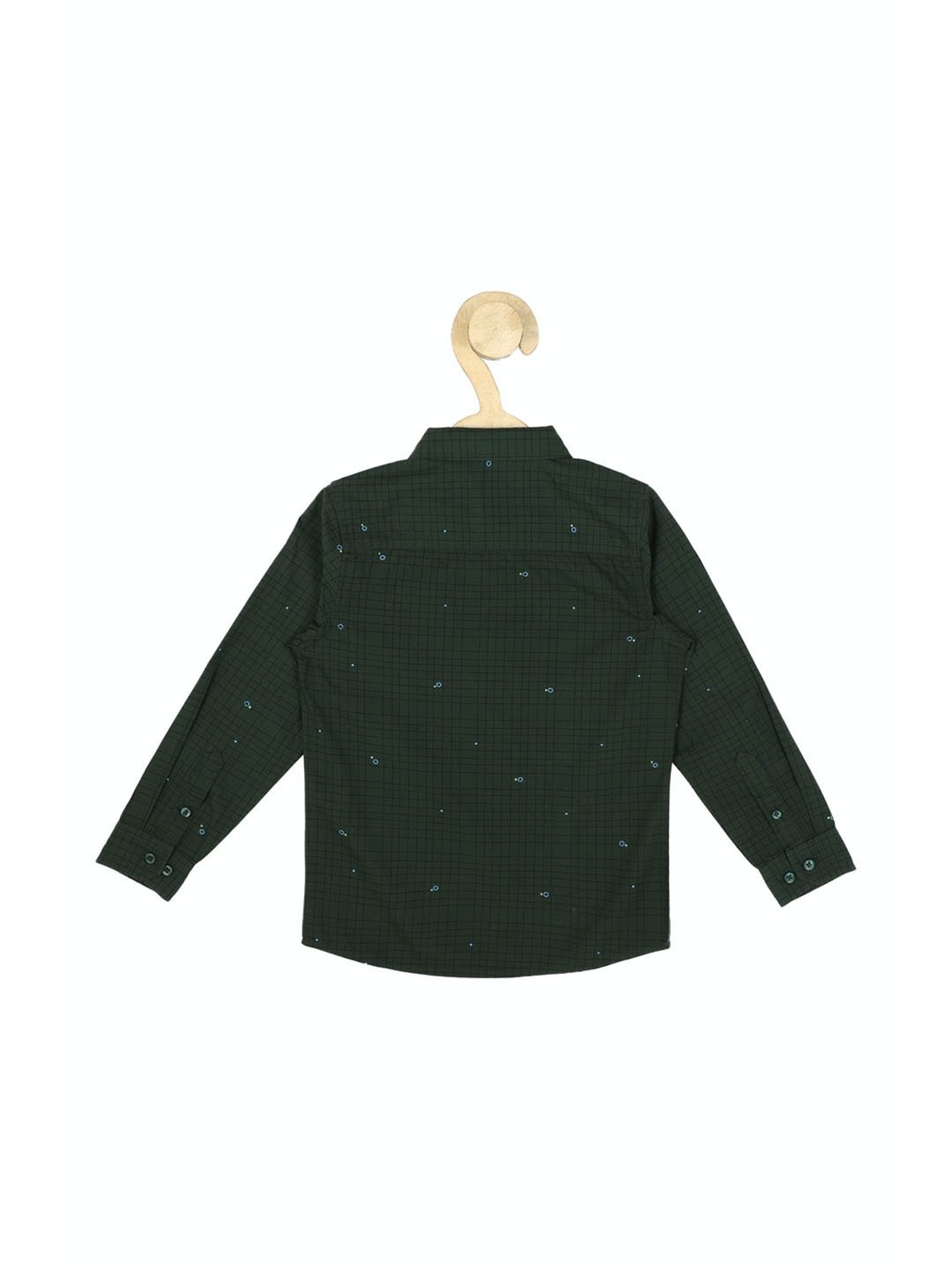 Peter England Kids Olive Checks Full Sleeves Shirt