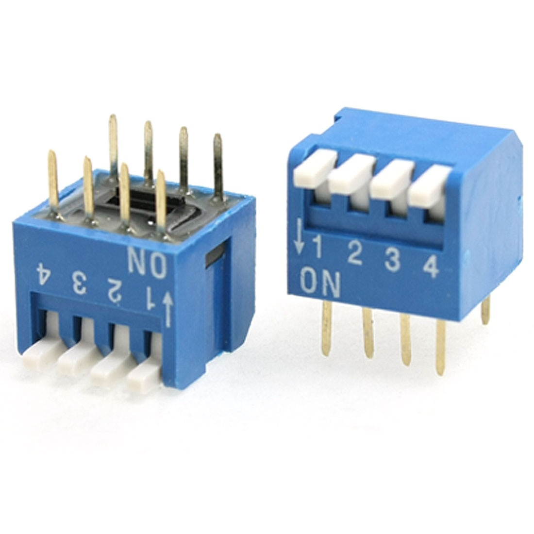 Global Bargains 10x 8 Pin 4 Positions Side Piano DIP Switch 2.54mm Pitch Blue