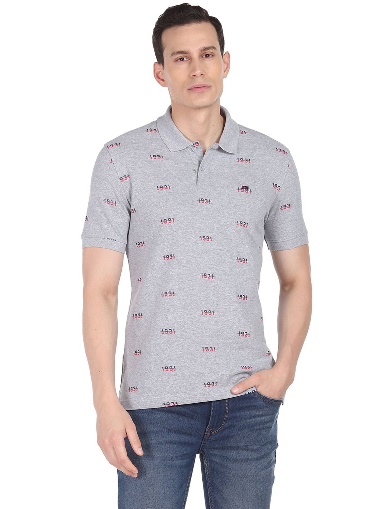 AD by Arvind Grey Polo T-Shirt