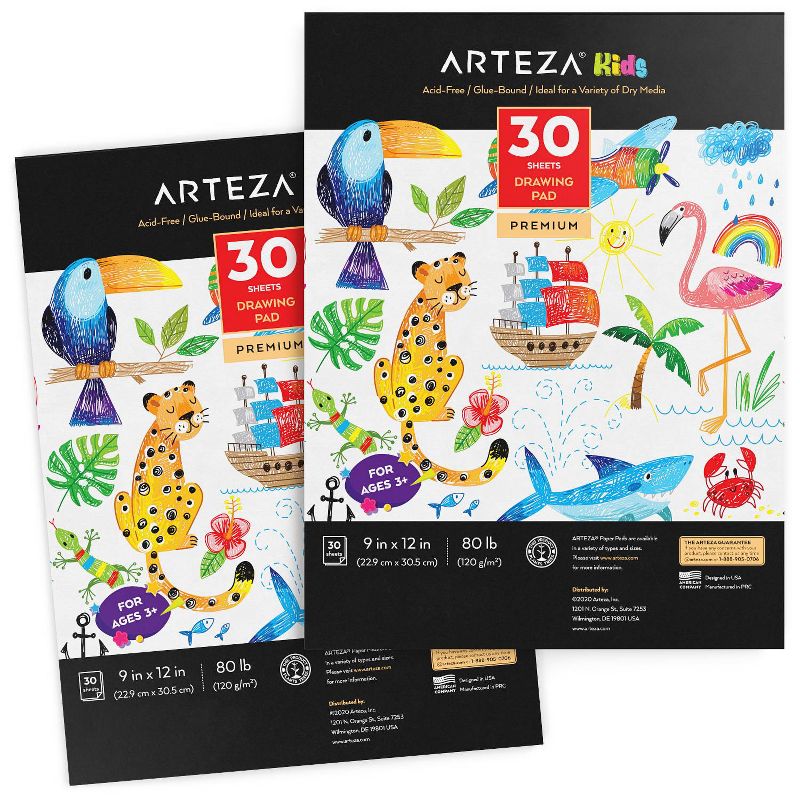 Arteza Kids Drawing Paper Pad, 9"x12" - 2 Pack (ARTZ-4226)
