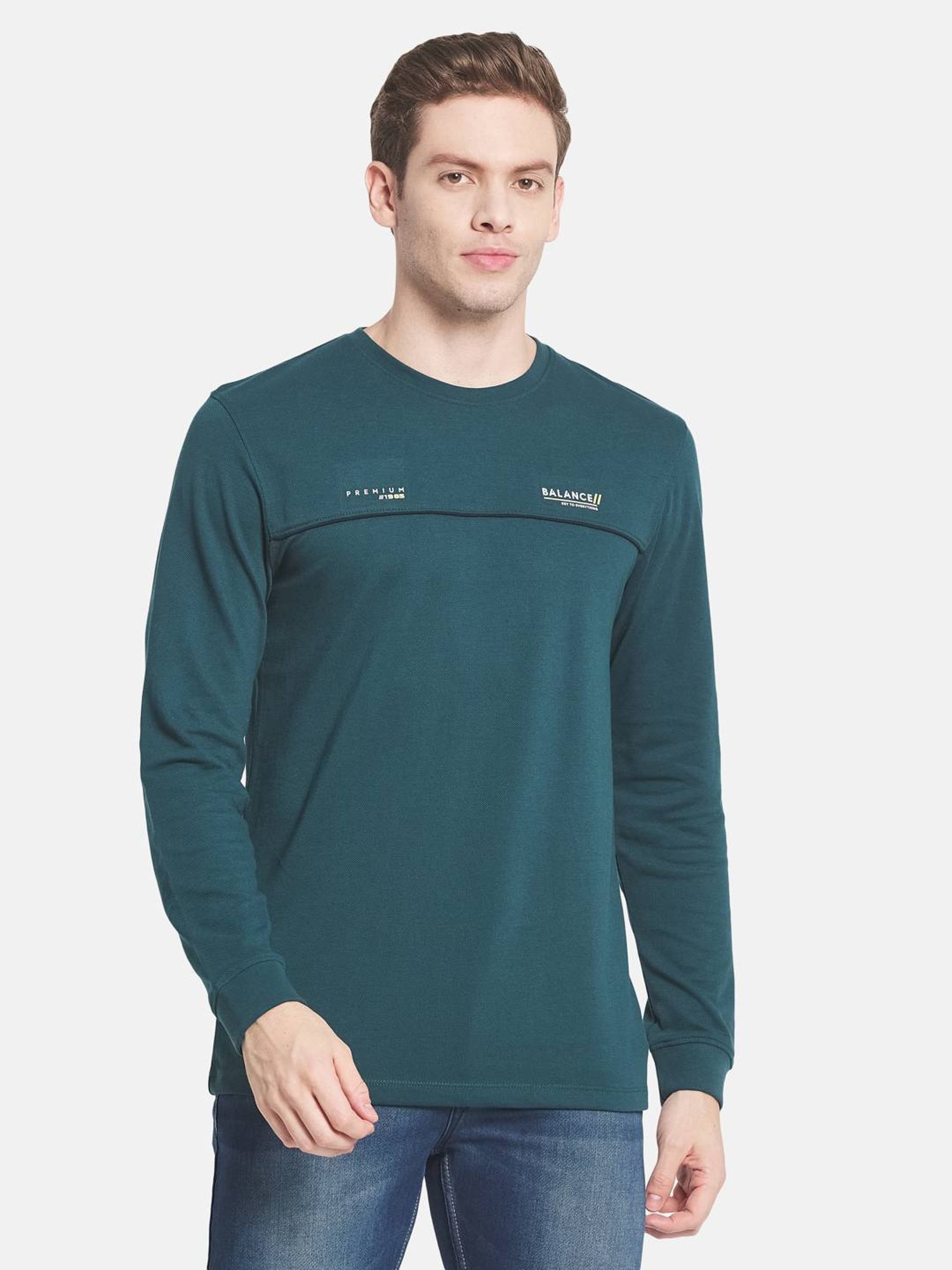 Mettle Green Cotton Regular Fit T-Shirt