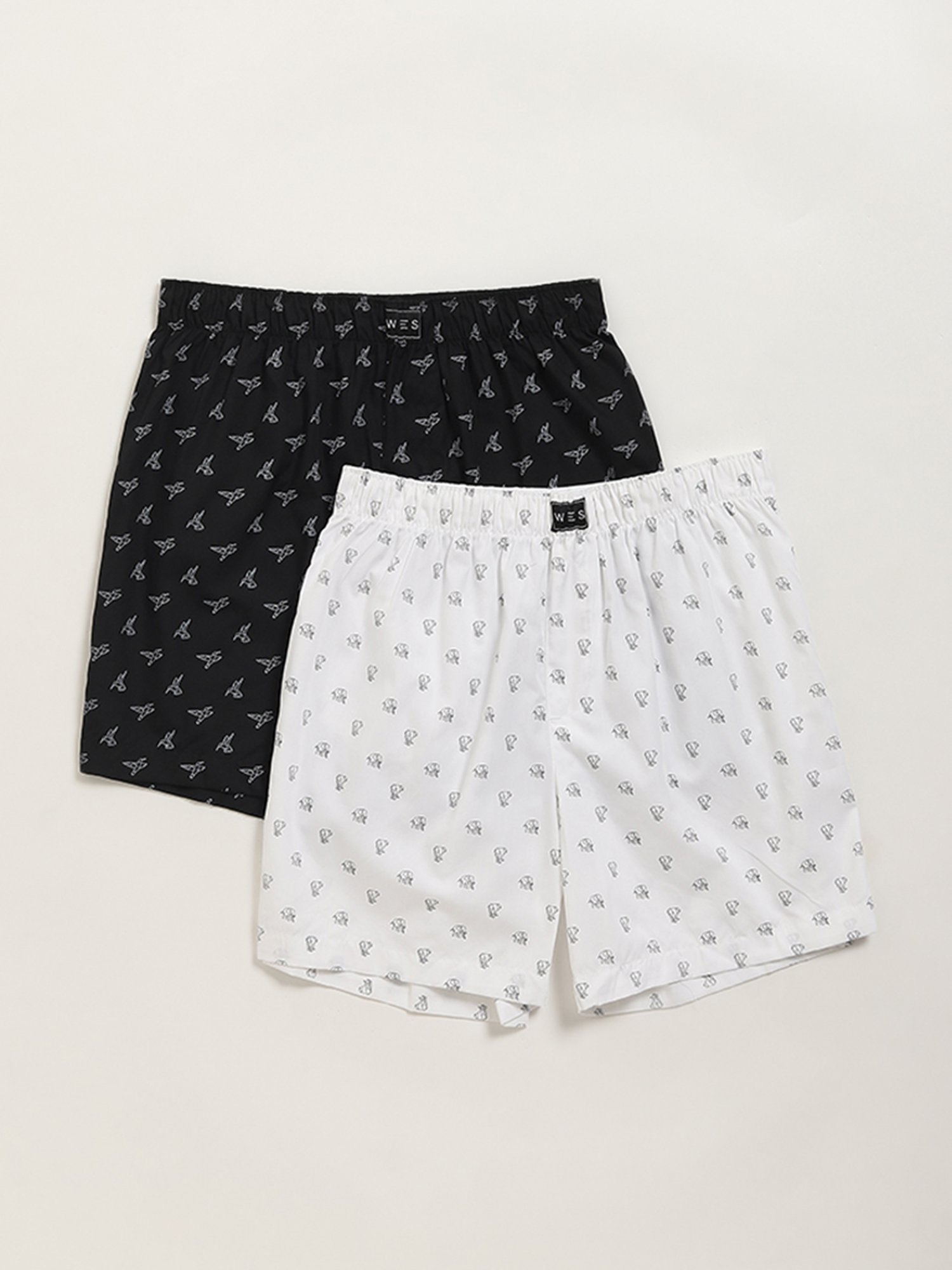 WES Lounge by Westside Black Animal Printed Boxers - Pack of 2