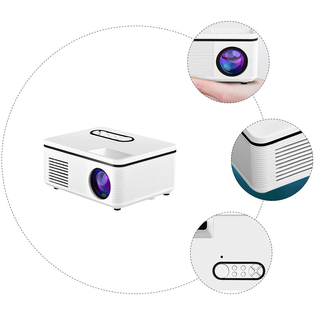 FRCOLOR 1080P HD LED New Mini Projector, Portable LED Cartoon, Movie, Children's Gft Projector, Home Theater Media Player Equipment