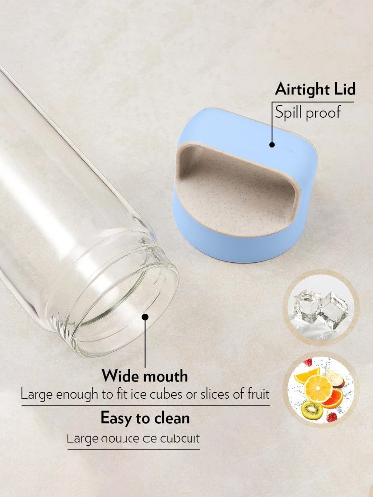 Borosil Water Bottle For Hot & Cold Water (Blue, 550 ml)