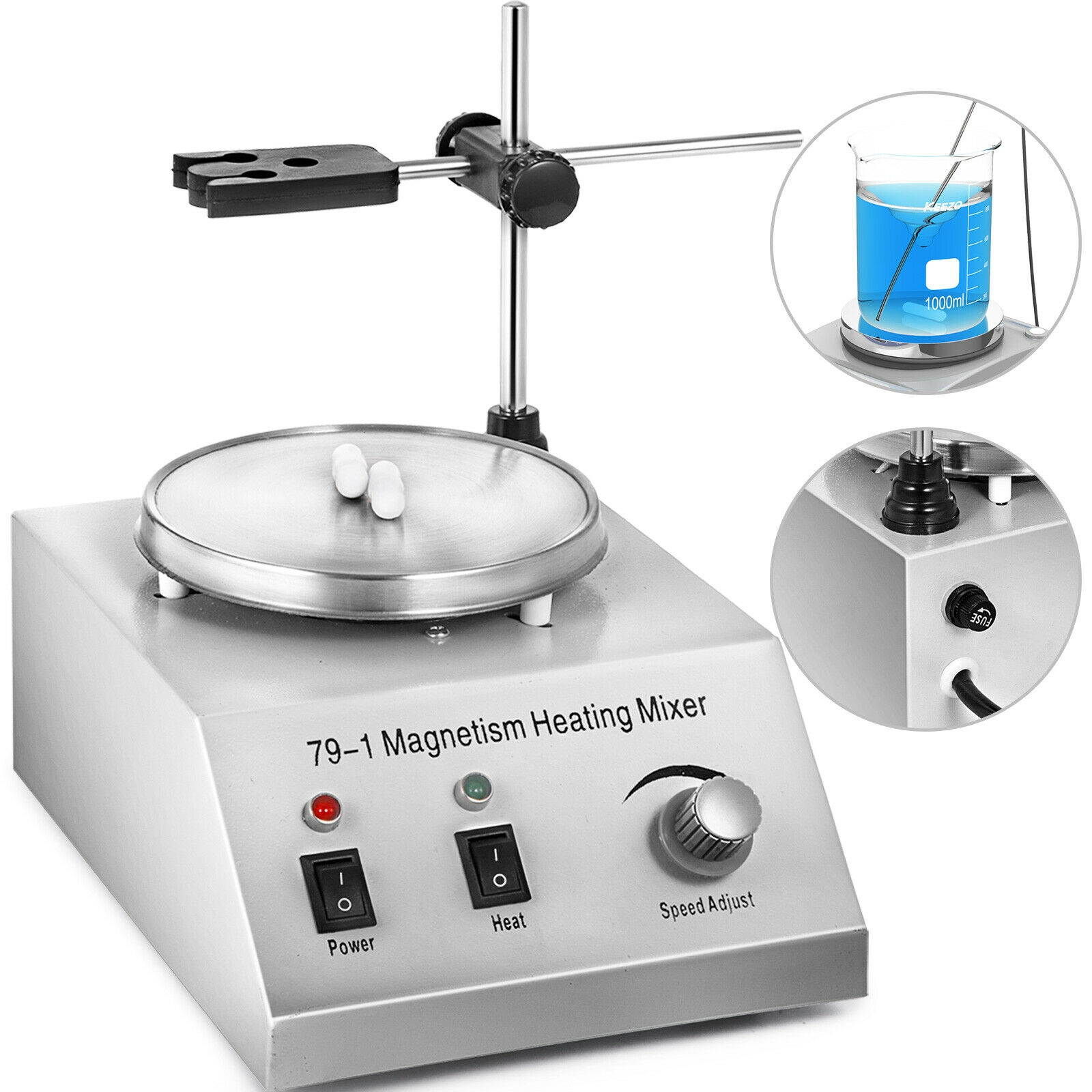 79-1 Hot Plate Magnetic Stirrer Mixer Stirring Lab 1L Dual Control 0-2400r/min