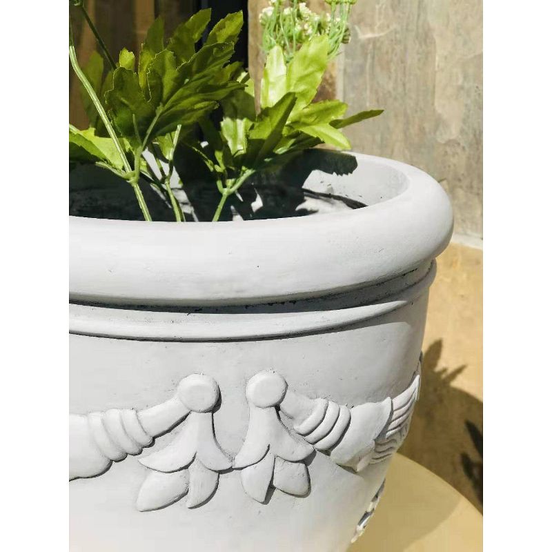 9" Kante Lightweight Classic Chelsea Cylindrical Lead Urn Planter Light Gray - Rosemead Home & Garden, Inc.
