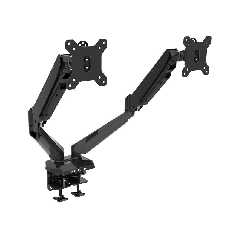 MegaMounts Fully Adjustable Tilt and Swivel Articulating Double Arm Monitor Desk Mount