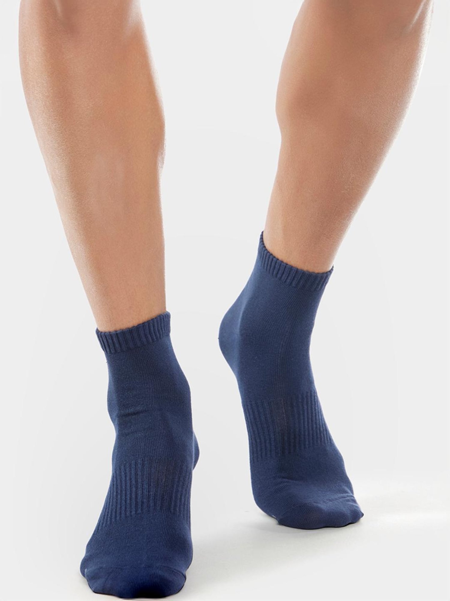 Jockey 7106 Navy & Blue Stretch Cotton Ankle Length Socks with Stay Fresh Treatment - Pack of 2