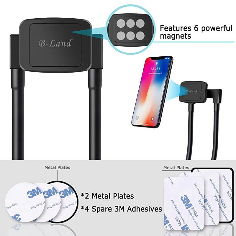 Magnetic Phone Holder Gooseneck Bed Cell Phone Holders Universal Mobile Phone Stand Flexible Tablet Stand Holder Neck Phone Holder Compatible of Phones Tablets