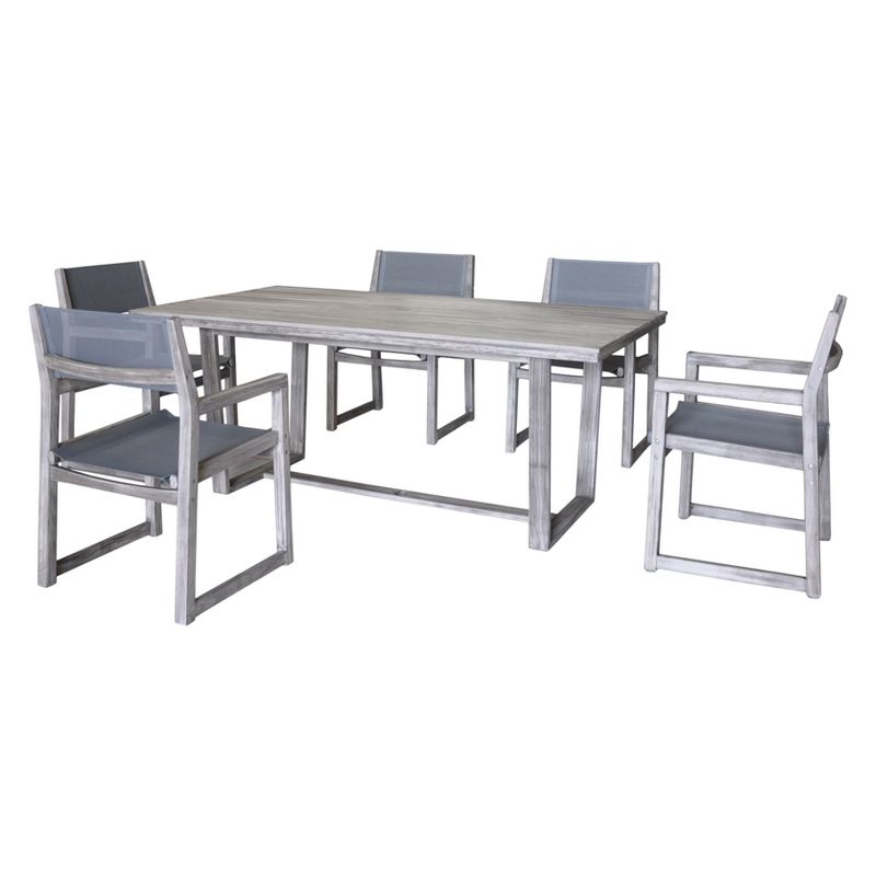 Teak Contemporary Bay Side Outdoor Rectangle Dining Table - Driftwood Gray - Courtyard Casual