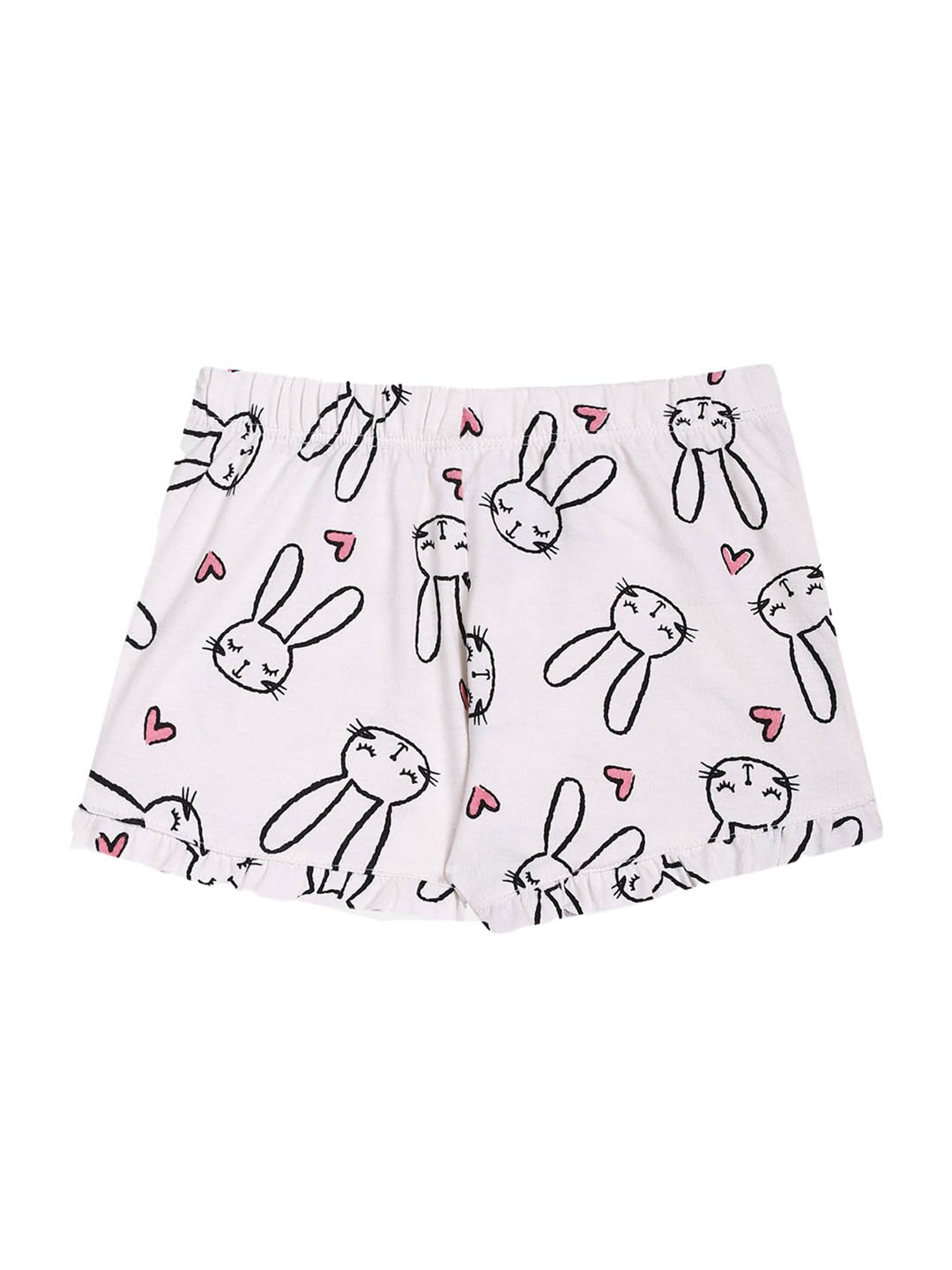 Lazy Shark Kids Pink & Off White Printed  Top with  Shorts