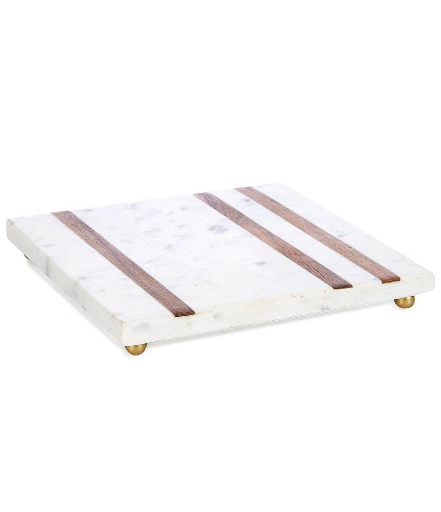 Southern Living White Marble & Acacia Wood Square Trivet
