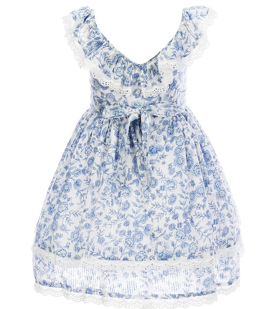 Laura Ashley Little Girls 2T-6X Flutter-Sleeve Floral-Printed Fit-And-Flare Dress