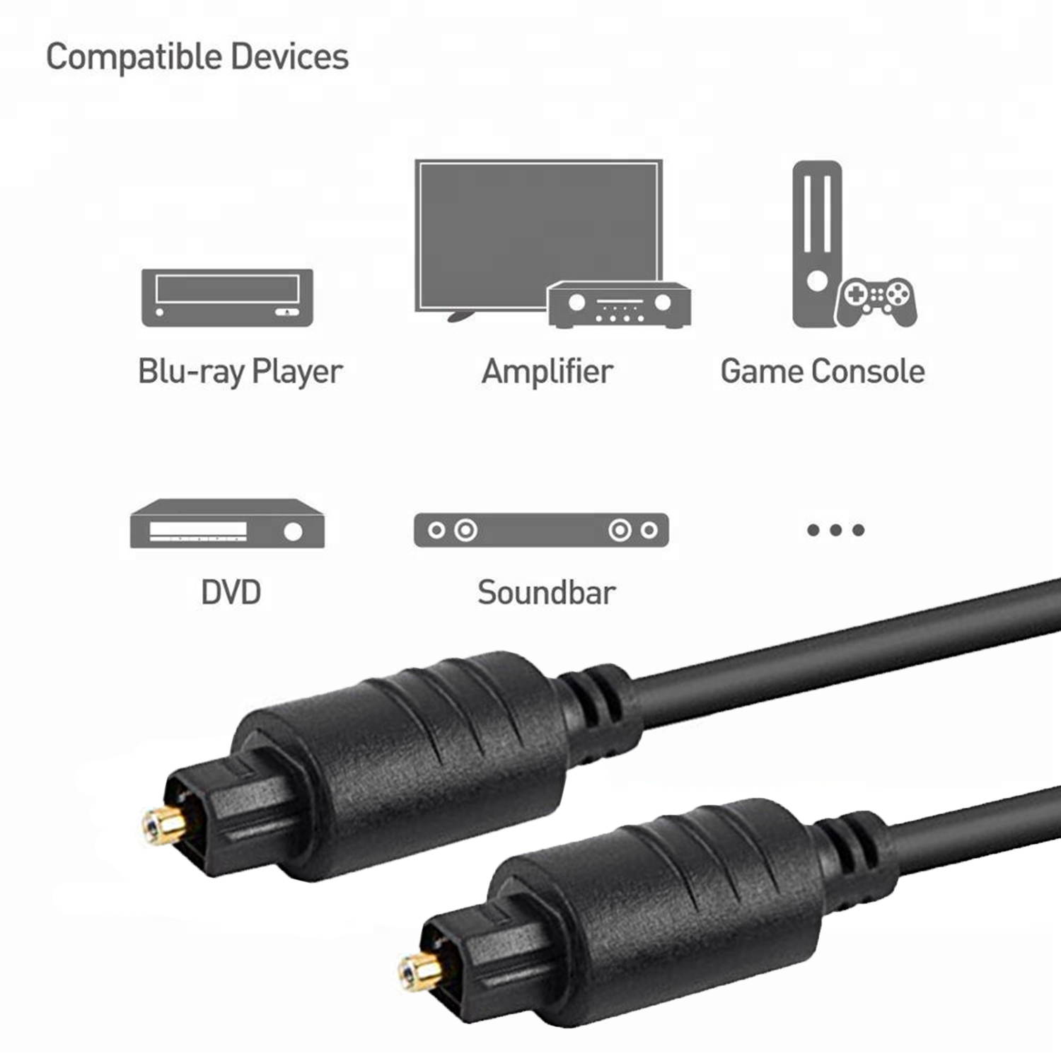 SatelliteSale Premium Digital Audio Optical Cable Toslink SPDIF Cord 6 ft.