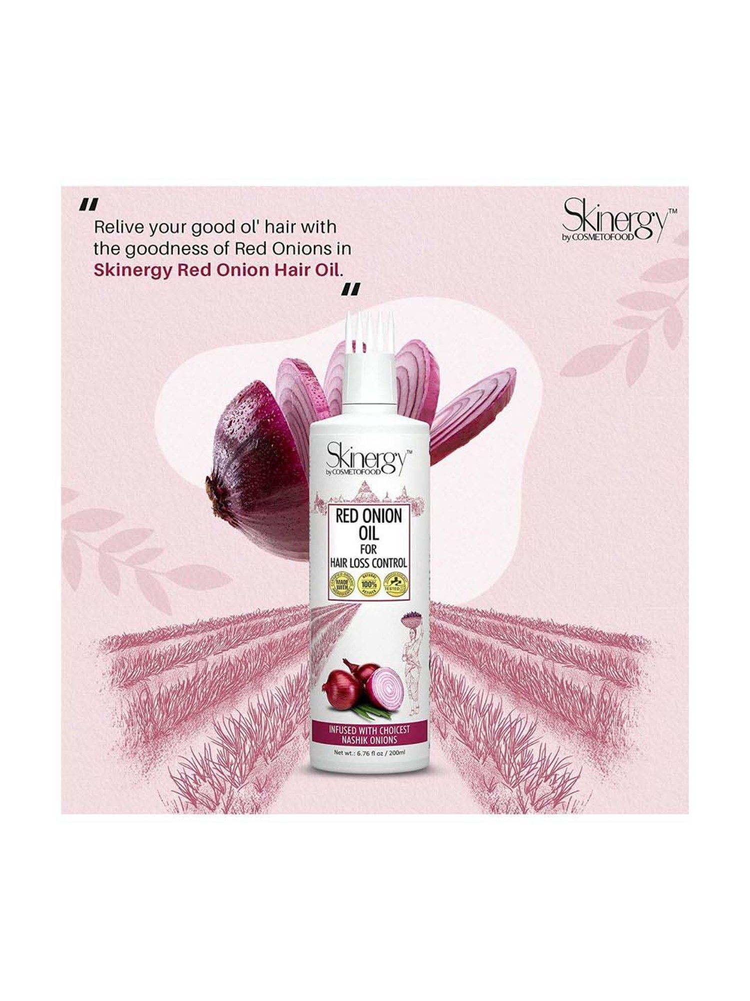 Cosmetofood Skinergy by Cosmetofood Nashik Red Onion Oil- For Hair-Loss Control - 200 ml