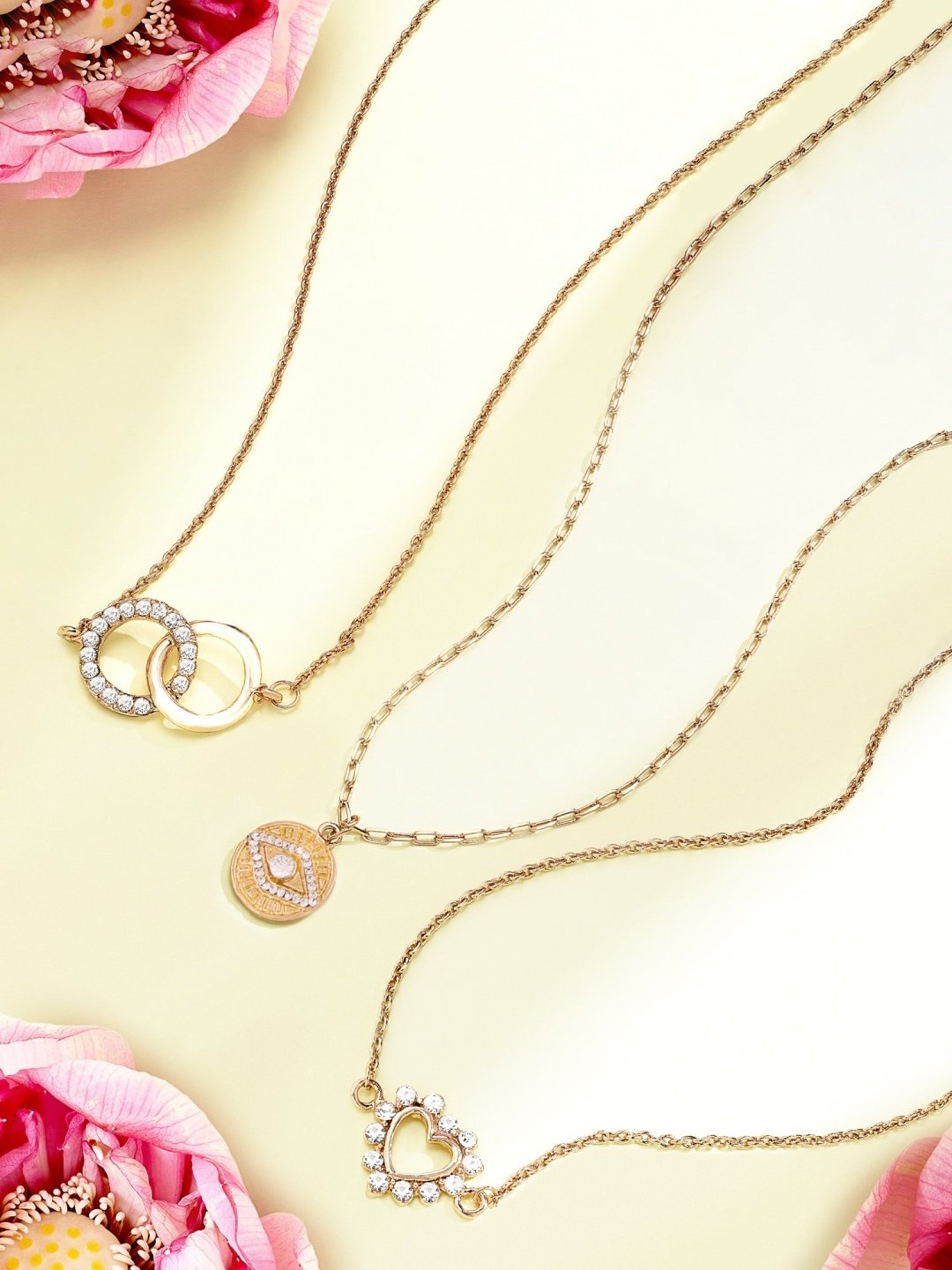 Zaveri Pearls Set of 3 Gold Tone Contemporary Chains -ZPFK15113