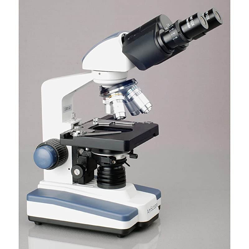 LED Lab Binocular Compound Microscope + Book + 25 Prepared Slides