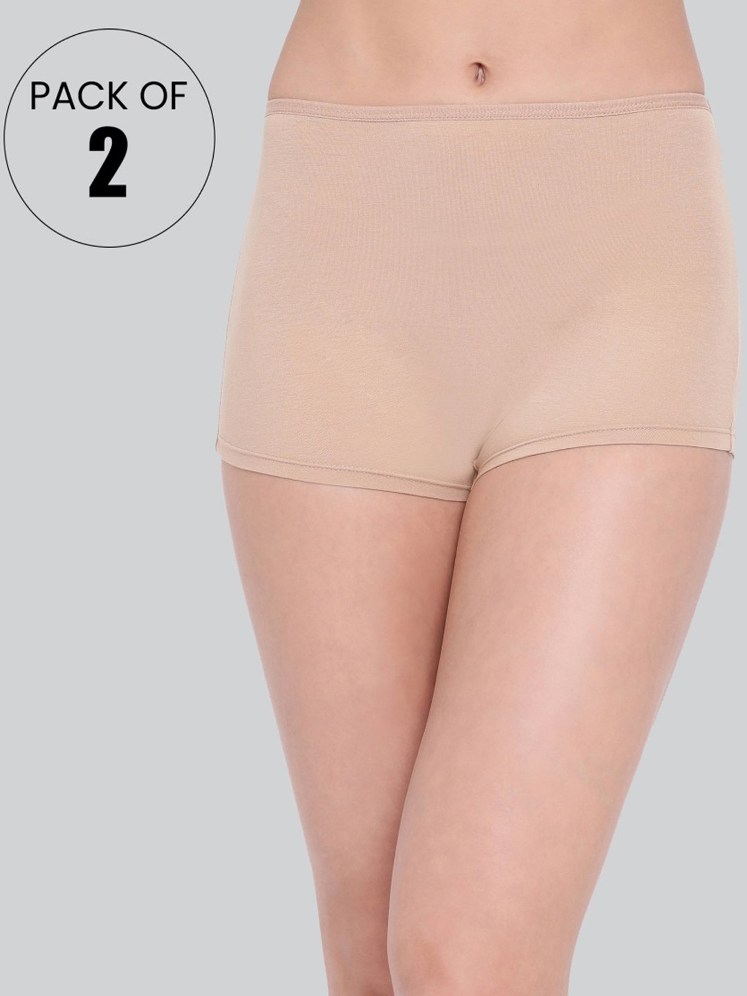 Lyra Beige Cotton Boy Shorts Panties - Pack Of 2