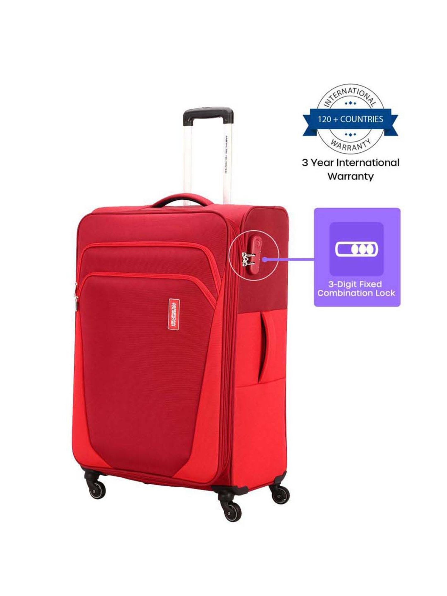 American Tourister Kansas Red Color Block Soft Cabin Trolley Bag - 40 cm