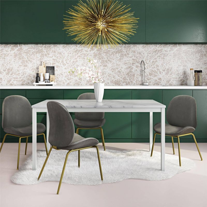 60" Greta Faux Marble Top Dining Table White - CosmoLiving by Cosmopolitan