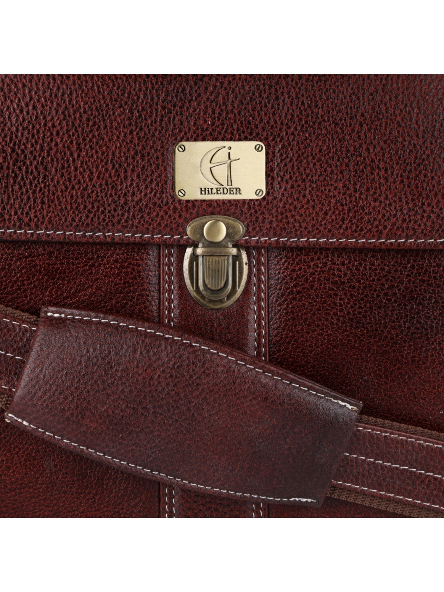 HiLEDER Brown Textutred Large Leather 16.5 inch Laptop Bag