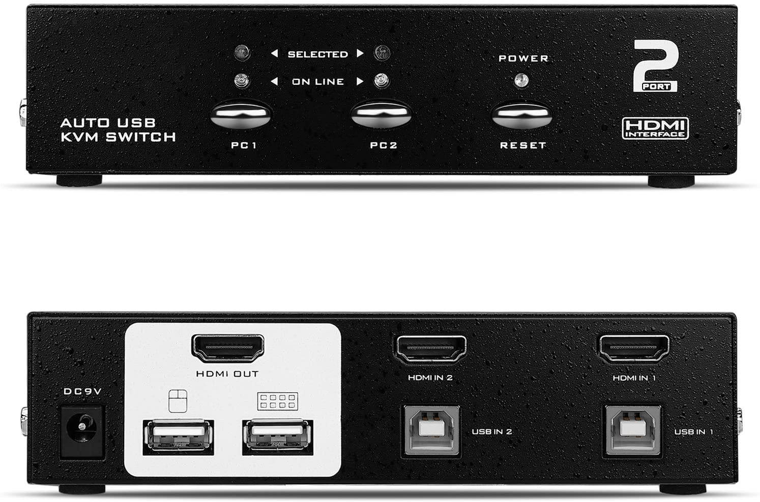 TNP KVM Switch HDMI (2 Port) Support 1080p Resolution HDCP w/ 2 HDMI & USB Cables Push Button, Hot Key Control Selector Rack Mount Adapter Hub for Computer PC Laptop Notebook Monitor Keyboard Mouse