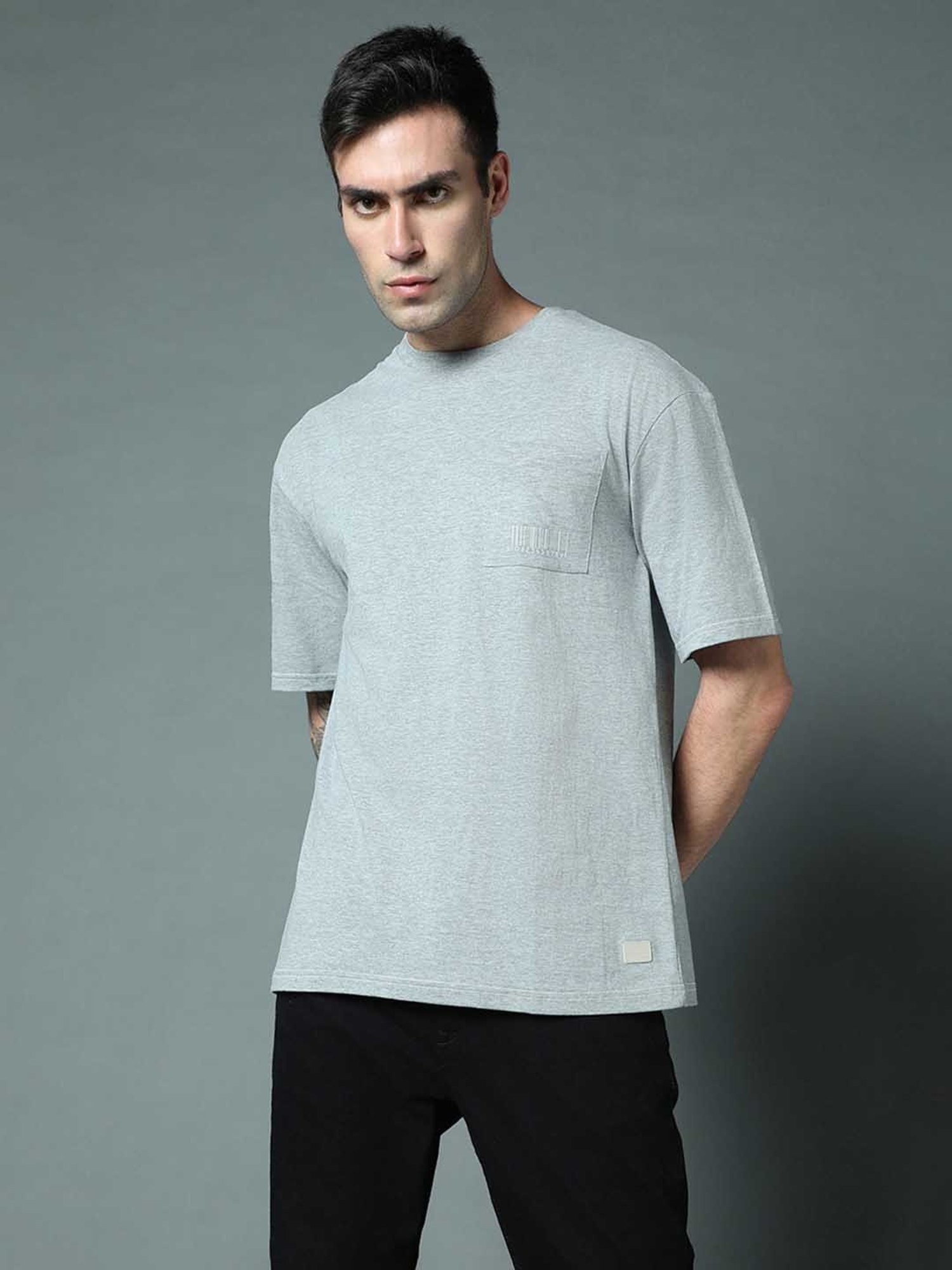 High Star Grey Relaxed Fit Crew T-Shirt