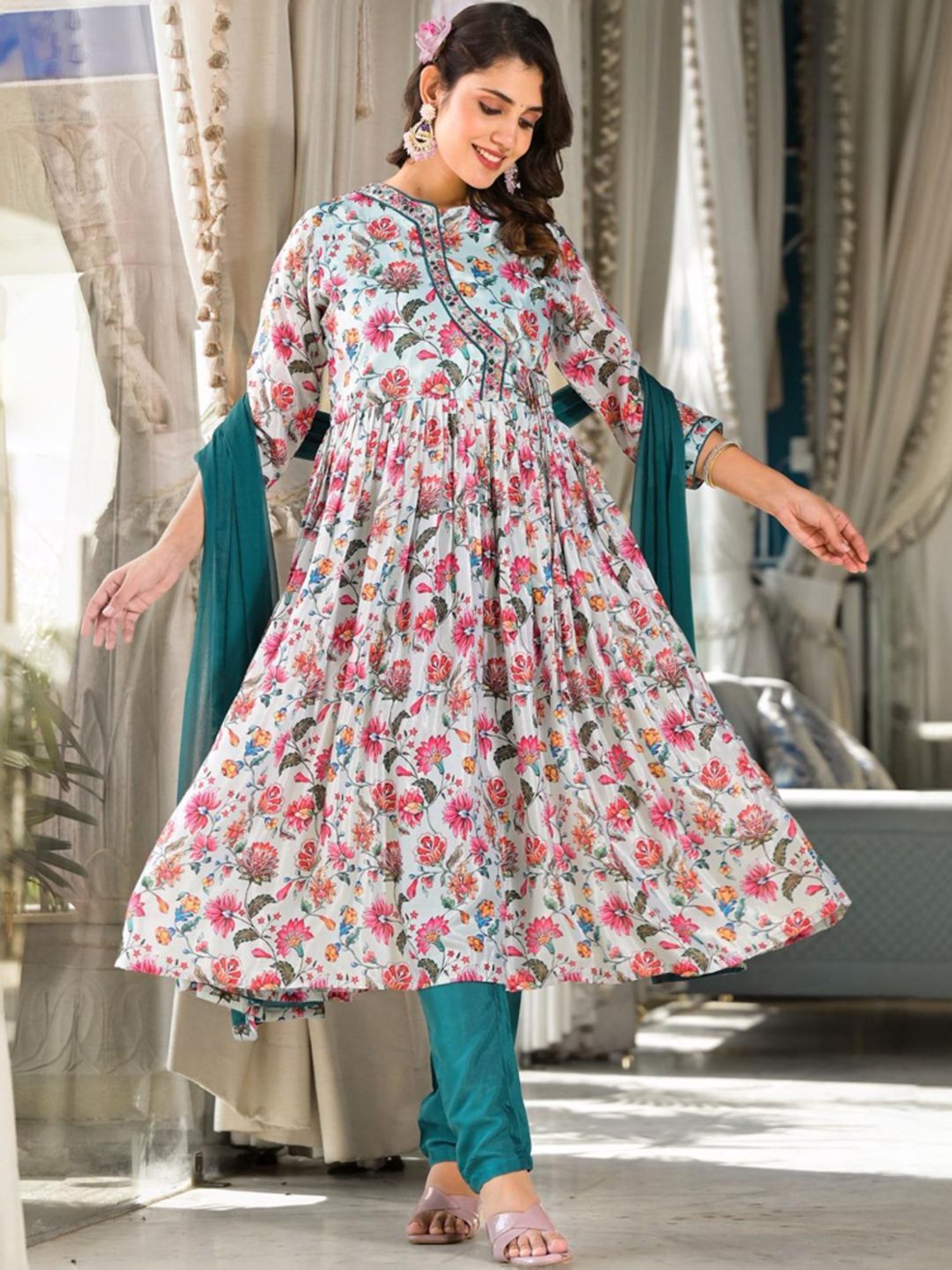 URBAN MYSTIC Black Rayon Embroidered Kurta & Sharara Set