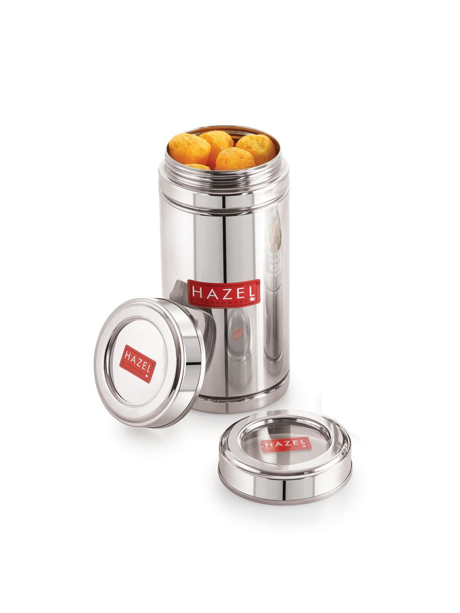 HAZEL Silver Stainless Steel Container with Transparent Lid (0.9L)
