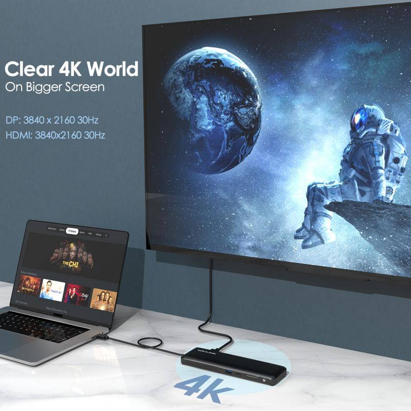 Wavlink USB C Triple Display 4K 12 in 1 USB C Docking Station, DP & HDMI &VGA with 100W PD Charging USB 3.0 & 2.0 Ports, SD TF Card Reader, Gigabit Ethernet, Audio For MacBook Pro & Windows, Linux