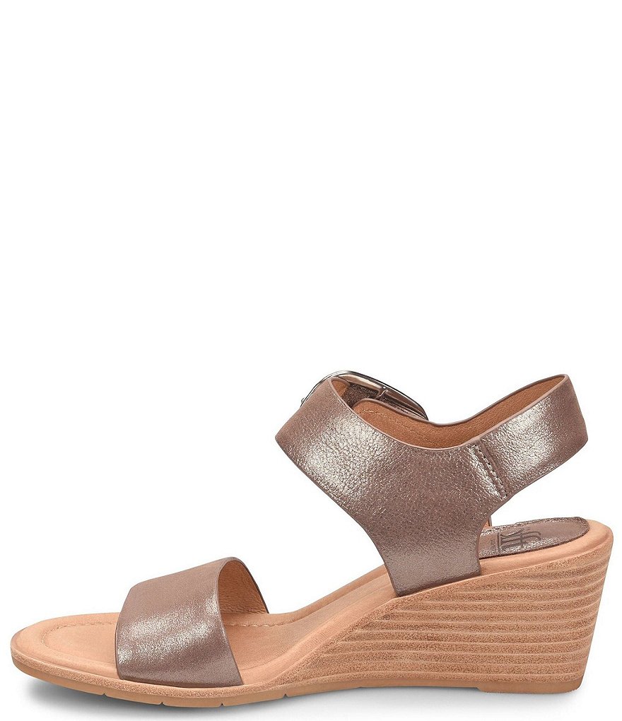 Sofft Greyston Leather Adjustable Buckle Wedge Sandals