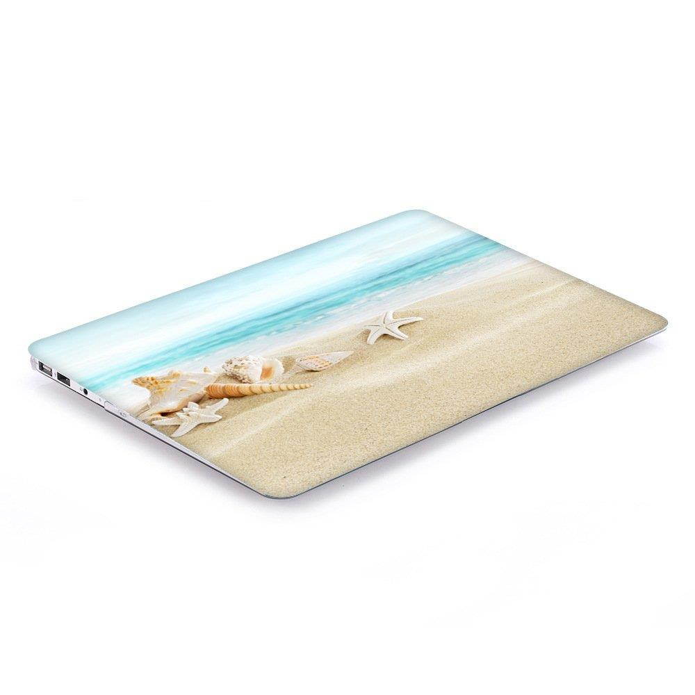New Fashion Rubberized Clear Laptop case + Keyboard skin + Dust plug For Macbook Air 11 (Models:A1465/A1370) - Ocean Beach Starfish