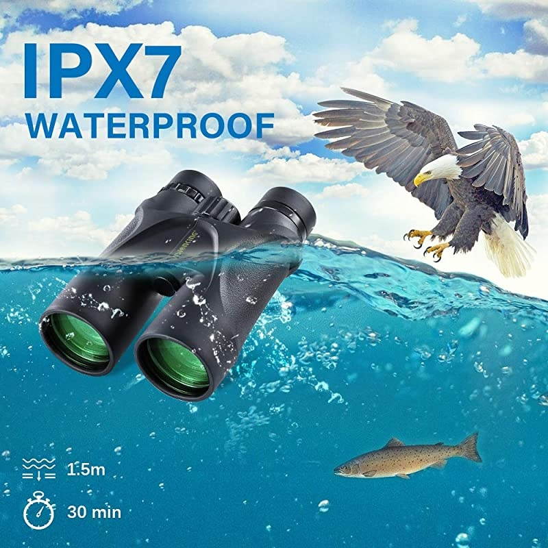 Binoculars for Adults, HD Professional IPX7 Waterproof Durable & Clear BAK4 Prism FMC Lenses Night Vision Binoculars for Hunting, Travel, Wildlife, Outdoor Hiking