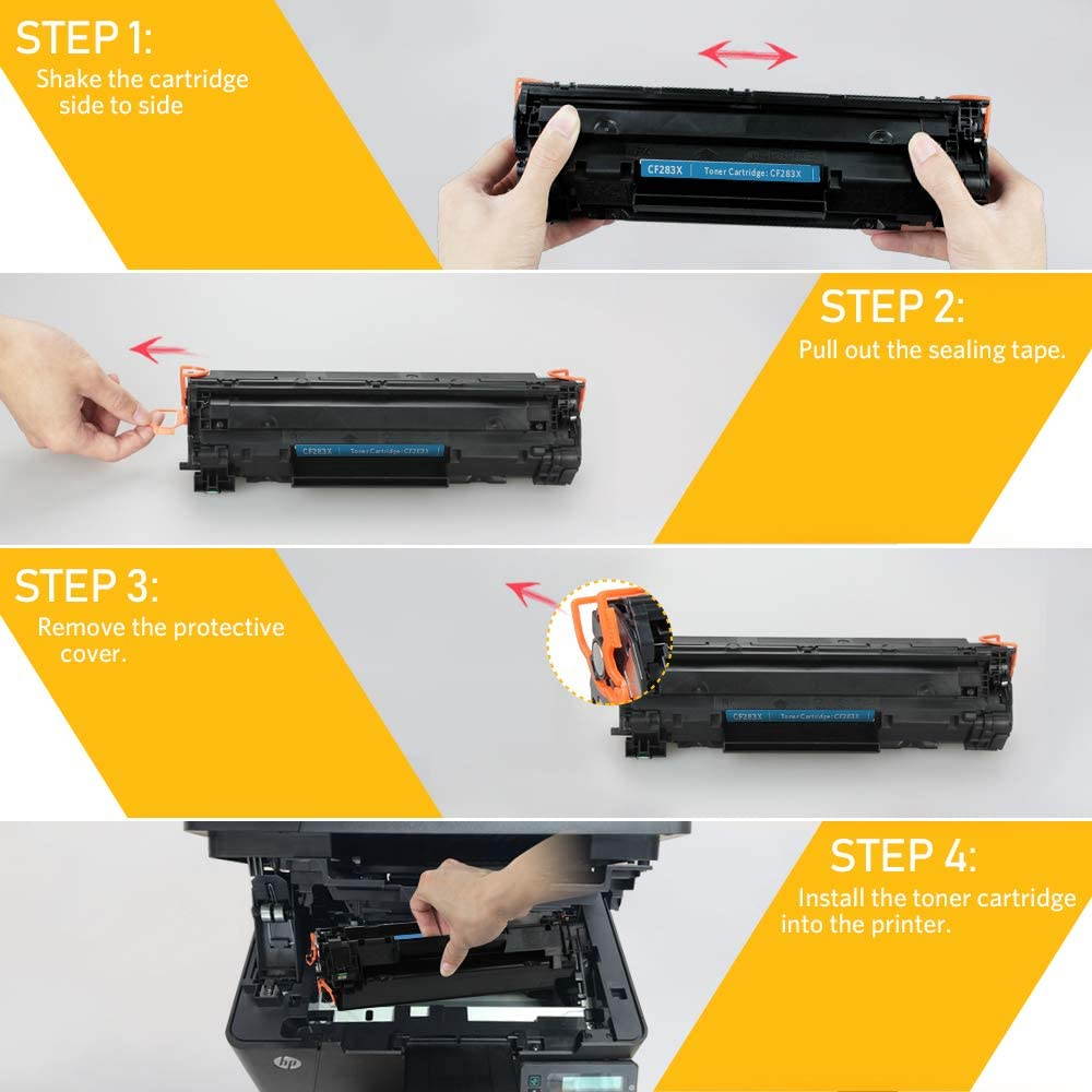 V4INK Compatible CF283X Toner Cartridge Replacement for HP 83X CF283X 83A CF283A for use in HP Laserjet Pro MFP M127fw M127fn M125nw M201dw M201n M225dn M225dw M125a Series Printer (Black, 2 Pack)