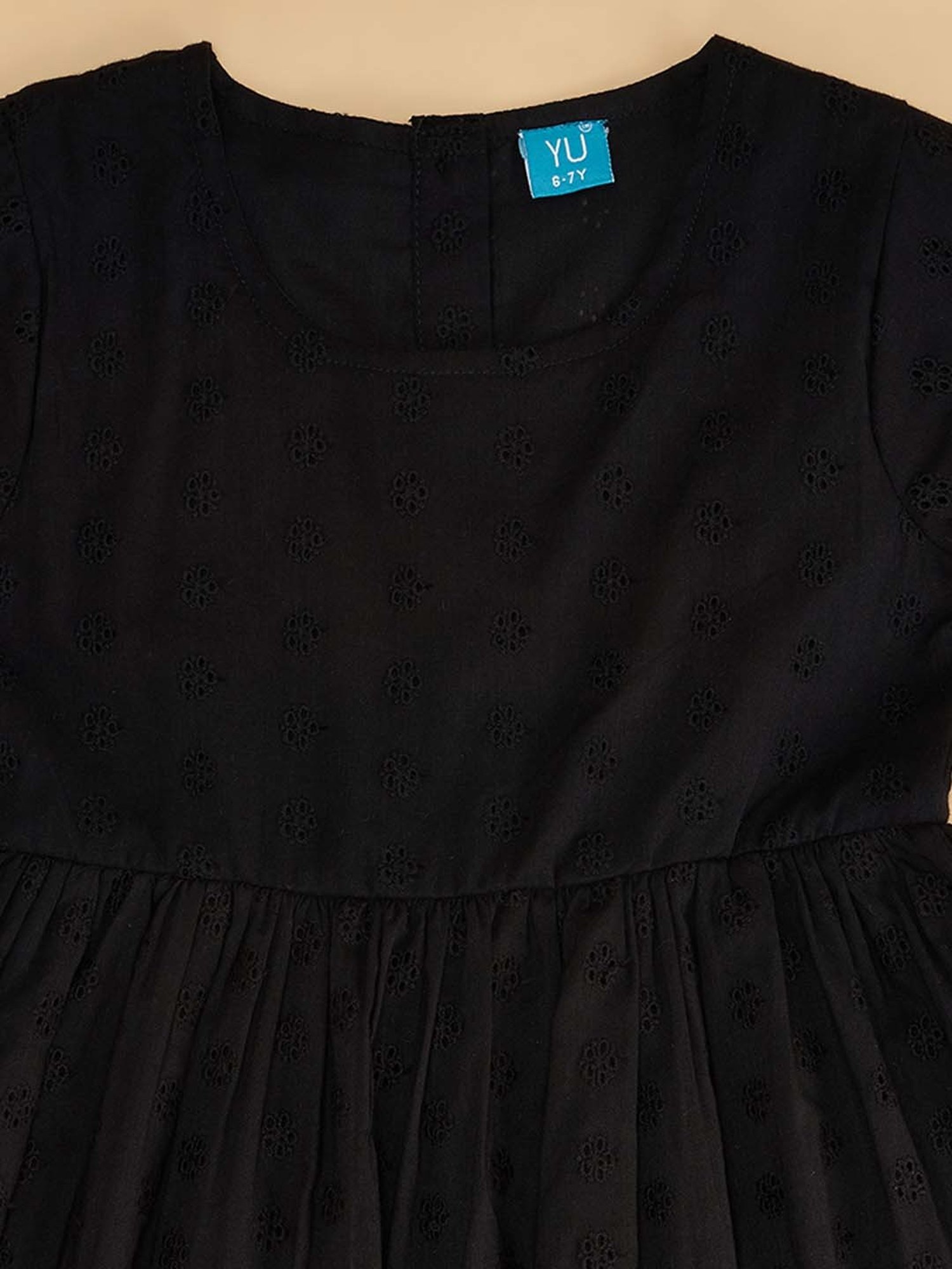 YU by Pantaloons Kids Black Cotton Flared Fit Dress
