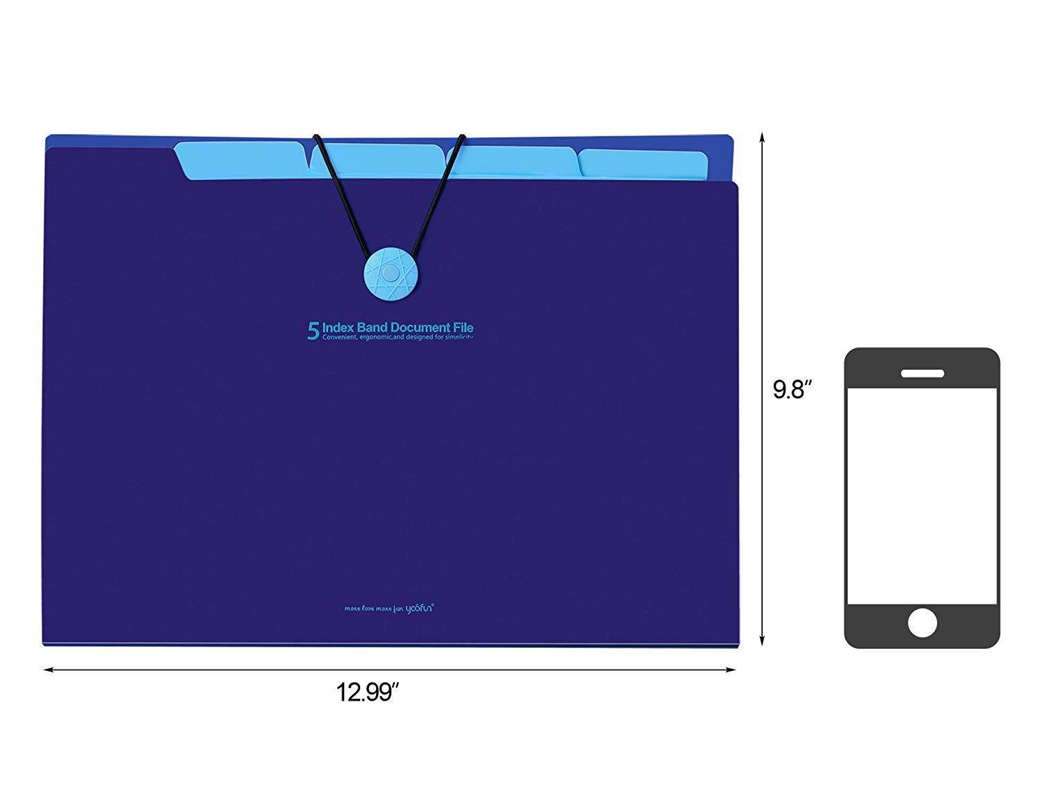 Skydue Expanding File Folders 5 Pockets Letter A4 Accordion Document Paper Organizer, Pack of 4