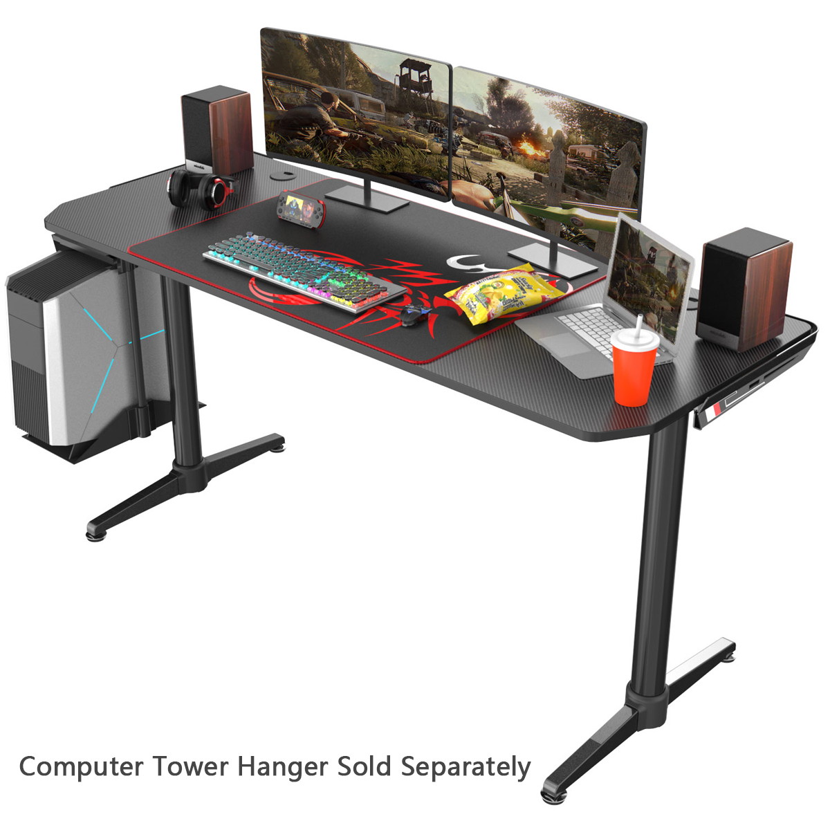 Eureka Ergonomic Carbon Fiber Texture Desktop Computer Gaming Desk