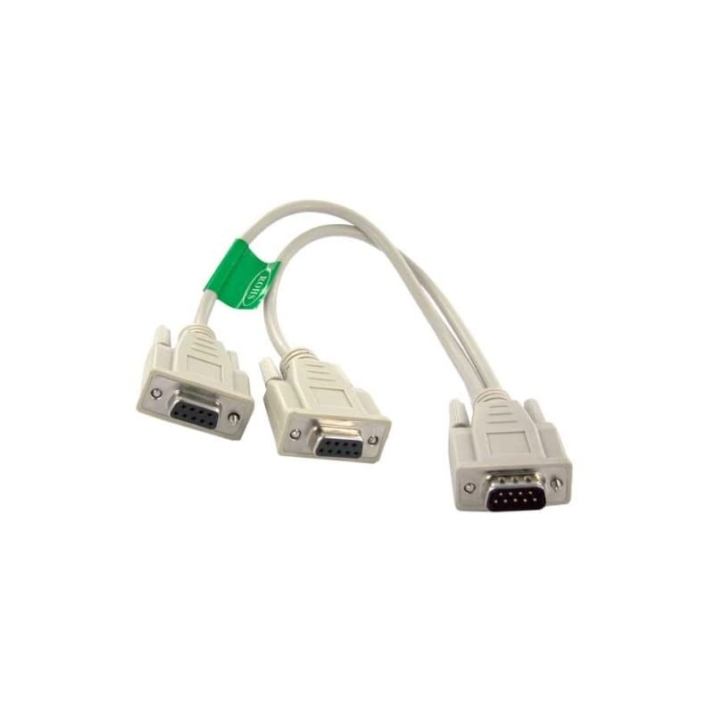 Cable DB9 Male to 2 Female Serial Rs232 Splitter Cable 12 Inches