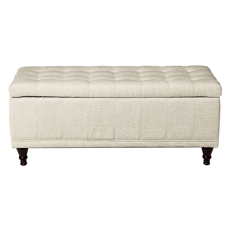 Homelegance Lift Top Rectangular Storage Bench End of Bed Seat Chest Ottoman Trunk Foot Rest, White