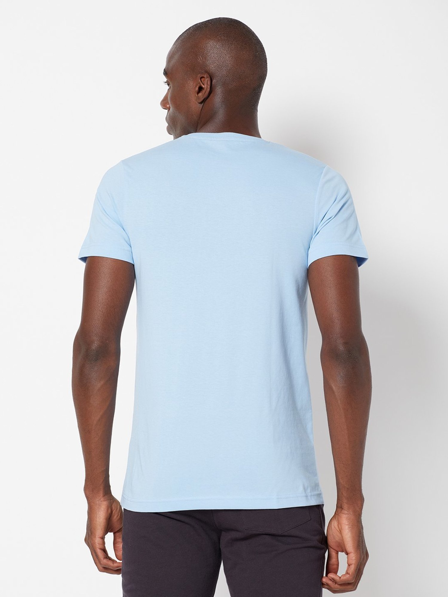 Sporto Iris Blue Regular Fit T-Shirt