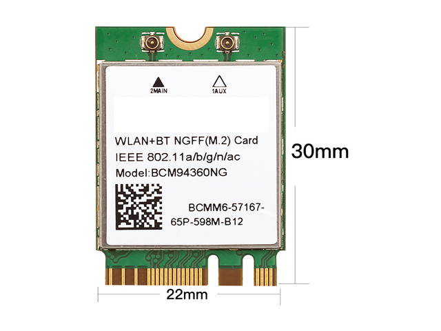 Plug & Play Hackintosh macOS M.2 NGFF BCM94360NG Wifi 802.11ac Bluetooth 4.0 Network Card Support Handoff & Airdrop & Continuity Wireless 2.4G/5Ghz 1200Mbps for PC Laptop Better BCM94352Z DW1560