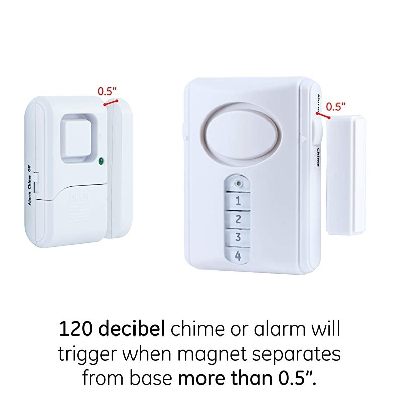 Personal Security Alarm Kit Includes Deluxe Door Alarm with Keypad Activation and WindowDoor Alarms Easy Installation DIY Home Protection Burglar Alert Magnetic Sensor OffChimeAlarm 51107 White