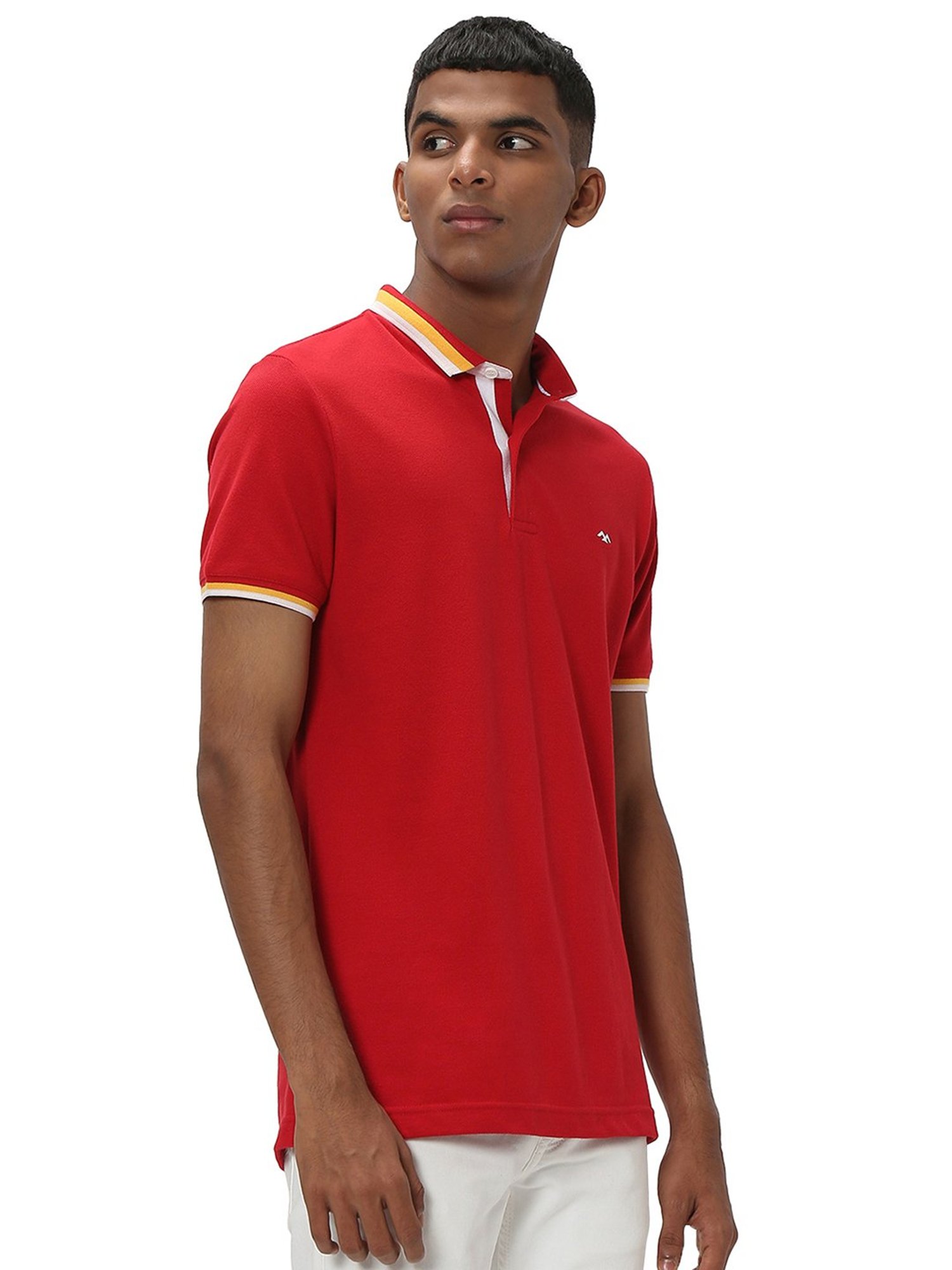 Mufti Red Slim Fit Cotton Polo T-Shirt