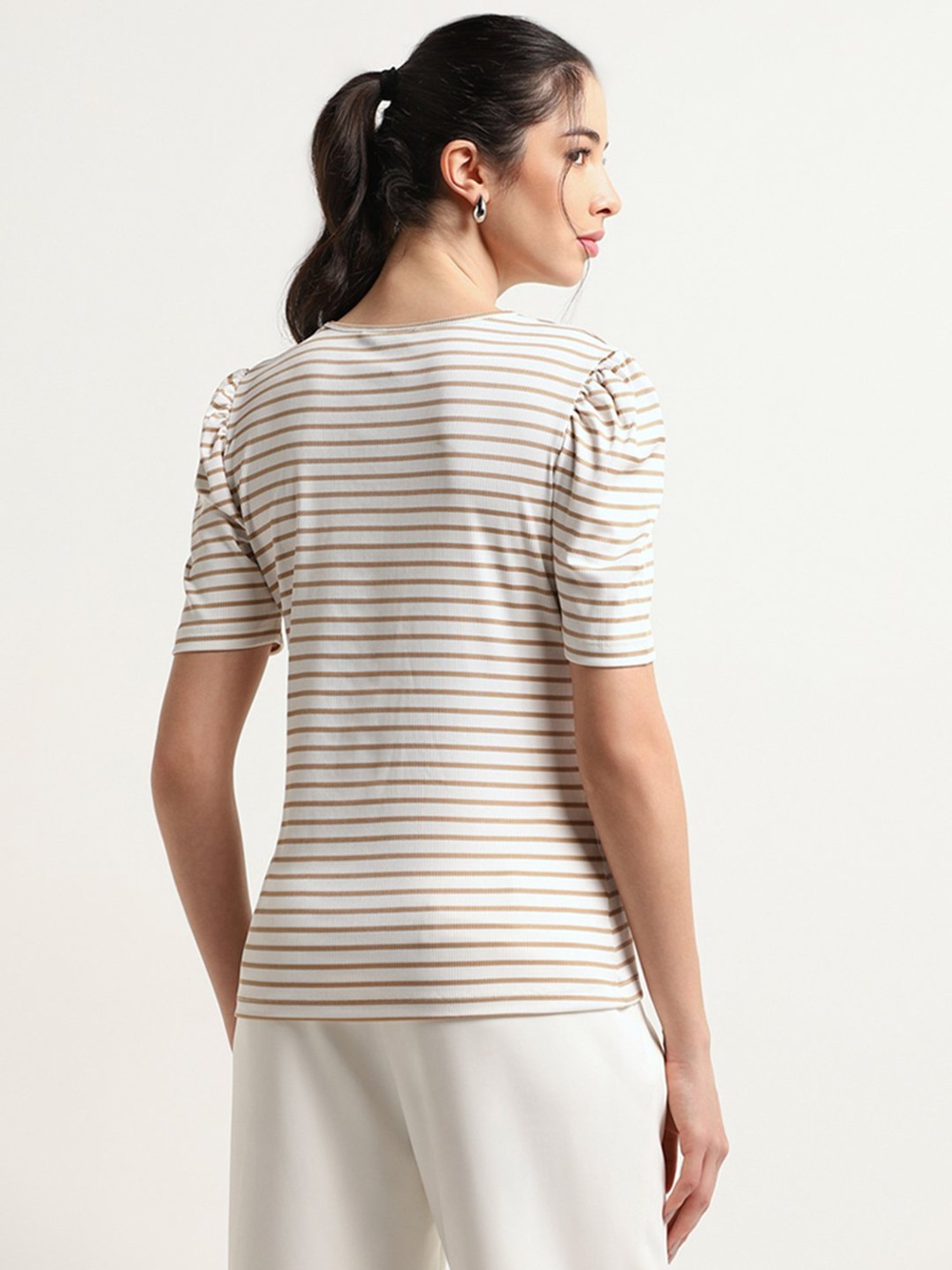 Wardrobe by Westside Off-White Striped Top