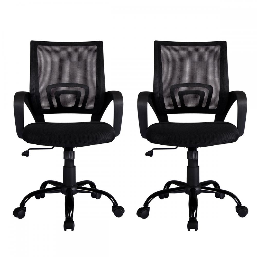Black Ergonomic Mesh Computer Office Desk Midback Task Chair w/Metal Base H99 set of 2