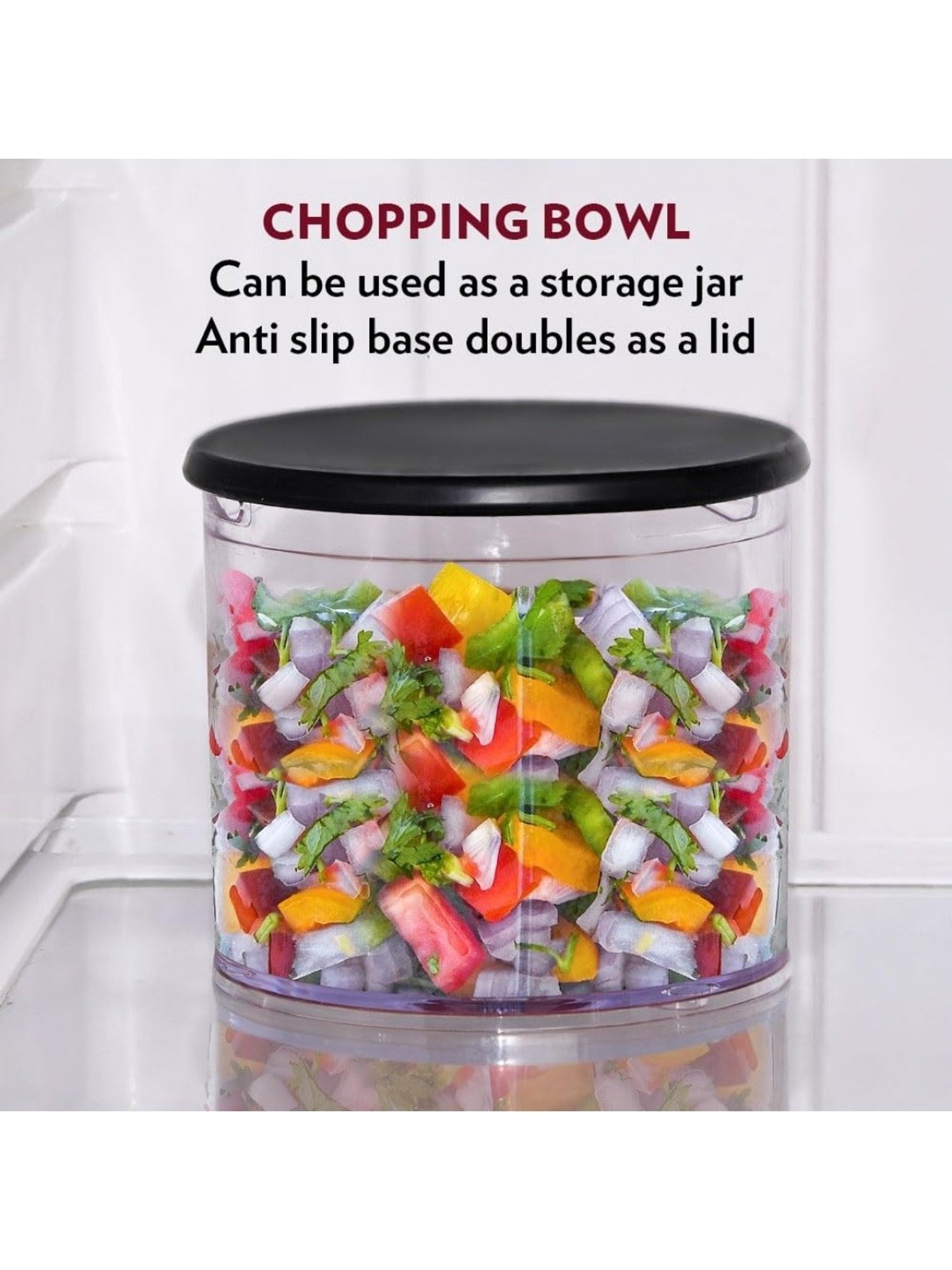 Borosil Chef Delite Electric Chopper 300W plastic bowl with lid (Black)