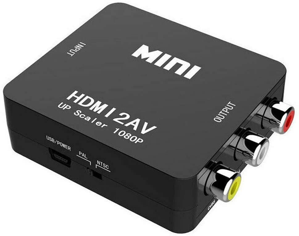hudiemm0B HDMI to AV Adapter, Portable Mini Full HD 1080P HDMI to AV RCA Adapter Audio Composite Converter Box
