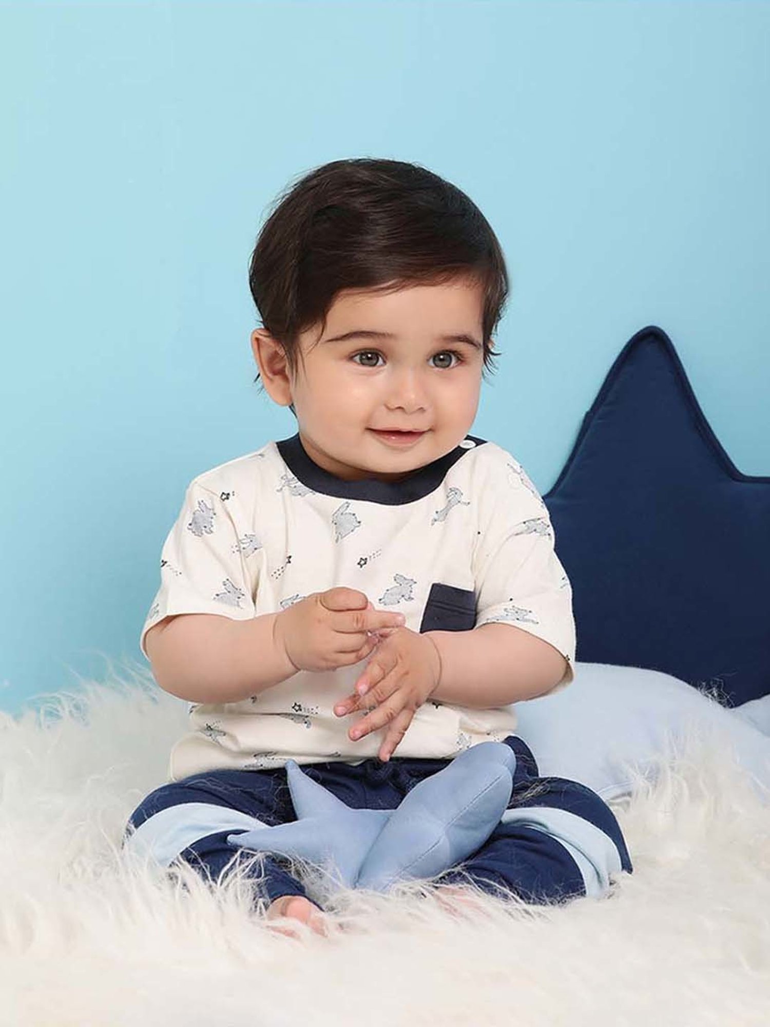 MiArcus Kids White & Black Cotton Printed T-Shirt