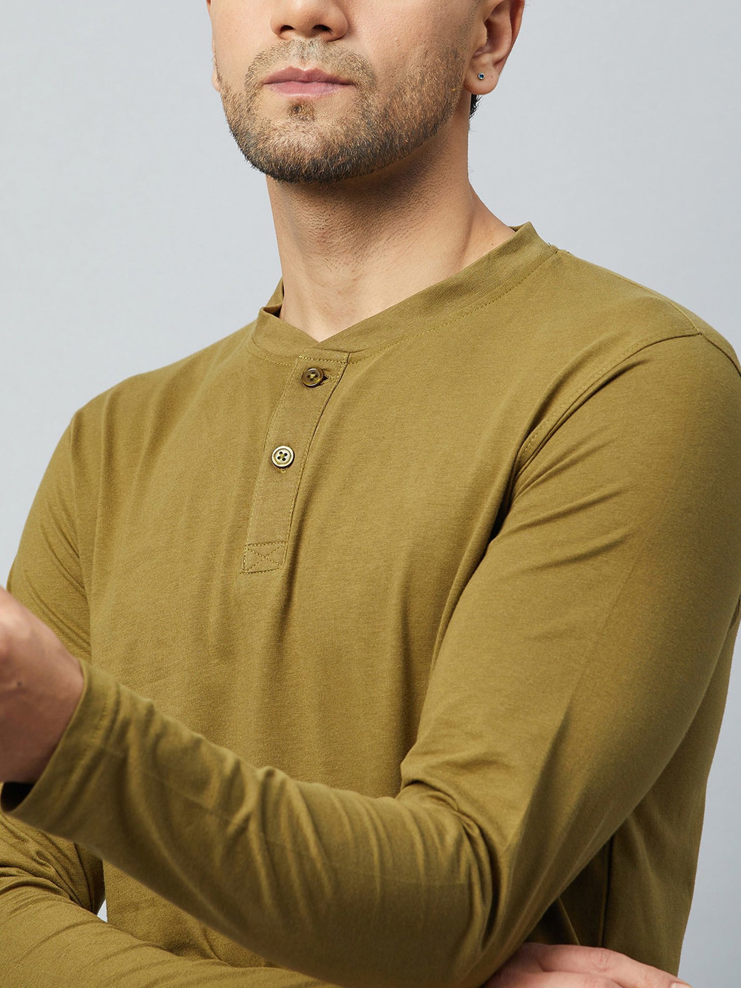 Club York Olive Regular Fit Henley T-Shirt