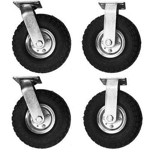 4 PCS 10" Air Tire Pneumatic 2 Swivel Casters Cart Farm Caster High Quality New